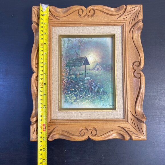 6 x 8 ANDRES ORPINAS Water Wishing Well Barn Print Wood Frame, Art Print, Vintag - Picture 6 of 10